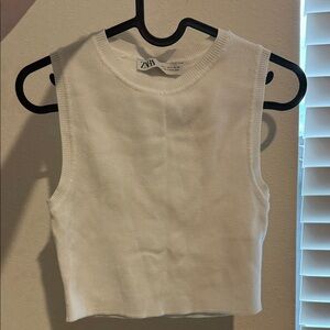 Zara White Sleeveless Tank Top